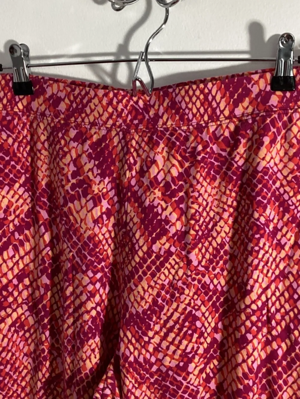 D & CO. BEACH XL WIDE LEG PINK PURPLE GEOMETRIC PRINT COTTON/VISCOSE BLEND - Picture 3 of 8